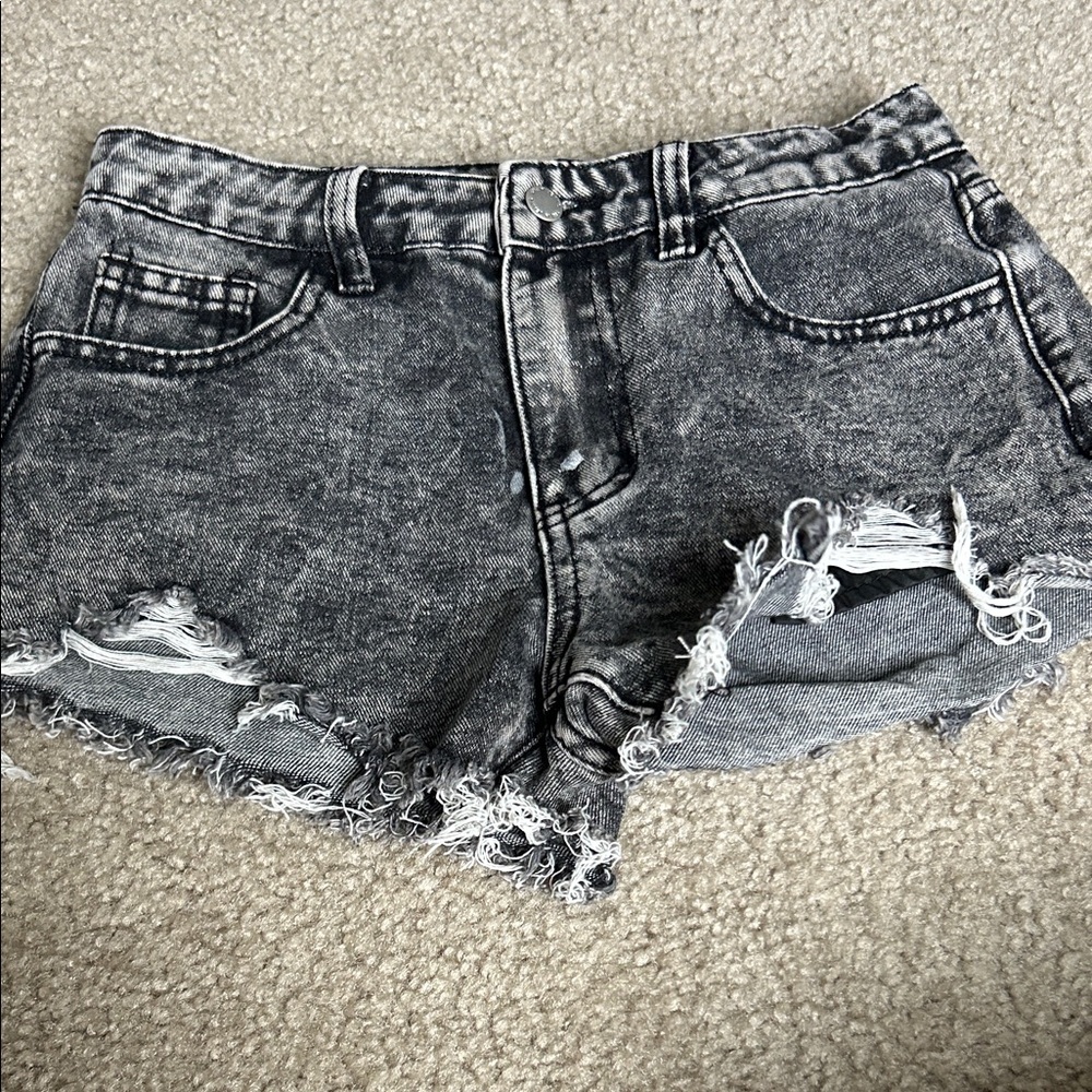SHEIN Black Distressed Jean Shorts